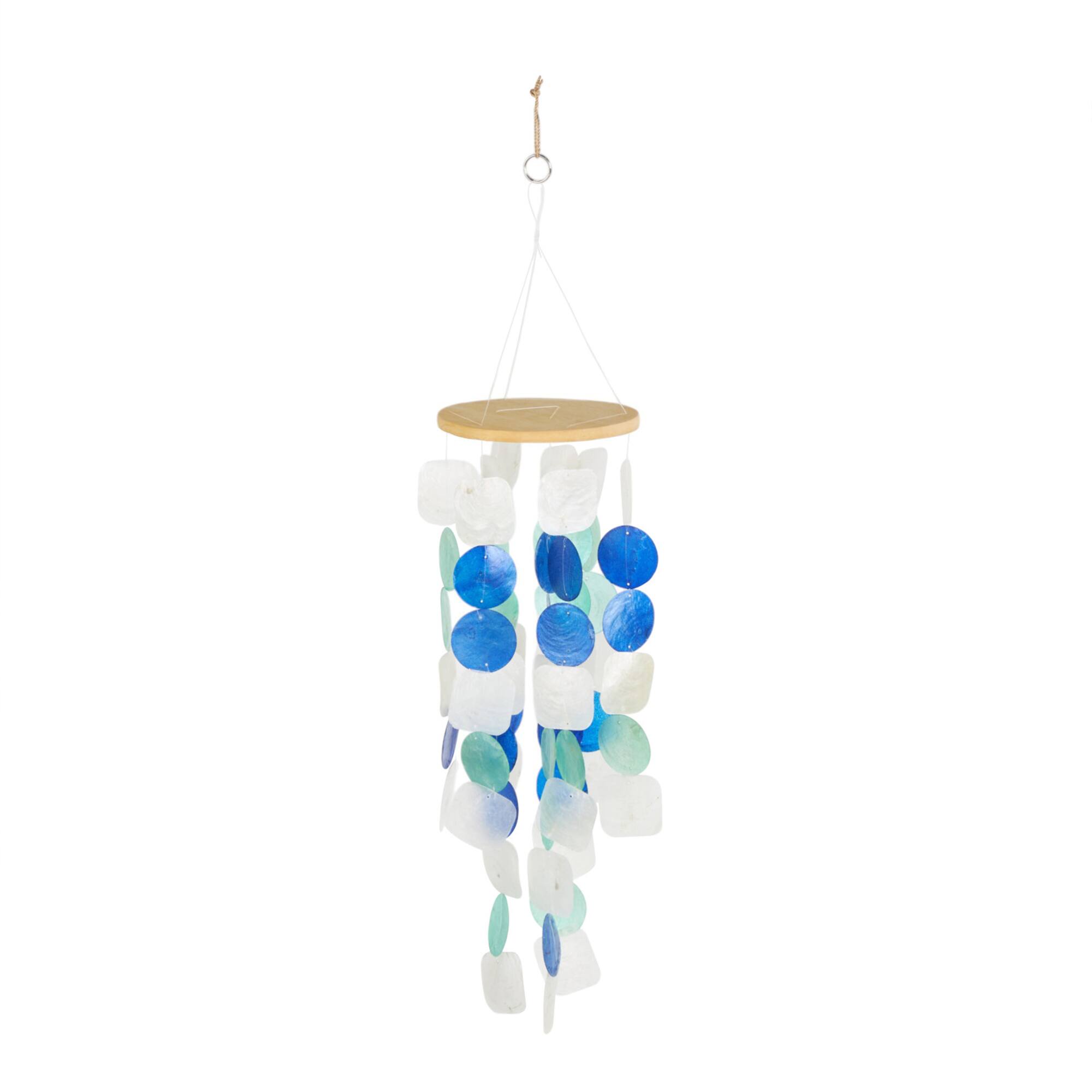 22" White Capiz Shell Waterfall Indoor Outdoor Windchime Accents